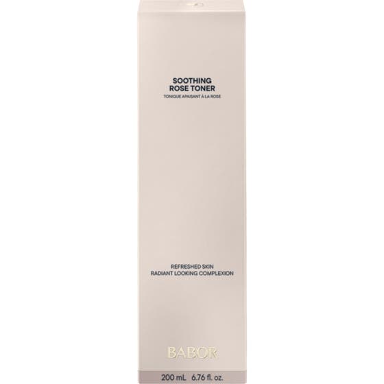 Babor Soothing Rose Toner 200 ml lugnande rosetoner i beige ytterförpackning som ger lyster