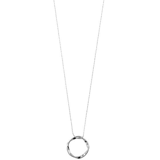 Open Circle Mid Length Necklace Silver