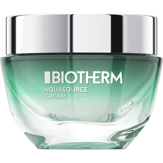 Biotherm Aquasource Cream 50 ml återfuktande dagkräm för kombinerad hud i grön glasburk med silverlock