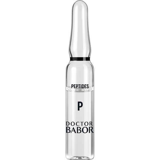 Doctor Babor Peptides 2 ml ger spänst i en genomskinlig glasampull med klar vätska och svart text