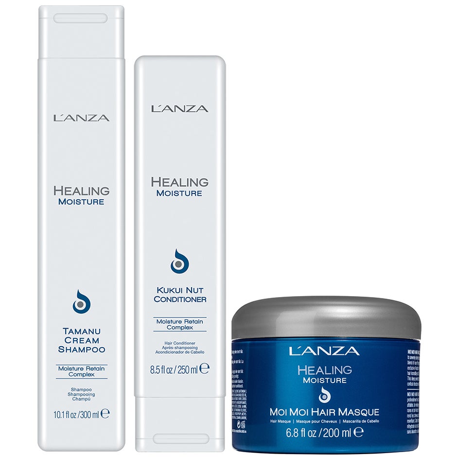 L'ANZA Healing Moisture Trio Shampoo 300ml, Conditioner 250ml, Hair Masque 200ml - 750 ml
