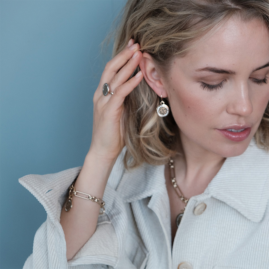 Coins Of Relief Fish Hook Earring