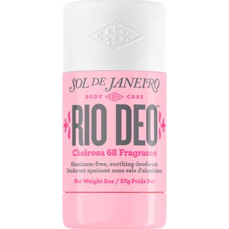 Sol de Janeiro Rio Deo 57g aluminiumfri deodorant dam ger fräschör i en rosa hylsa med vitt lock.