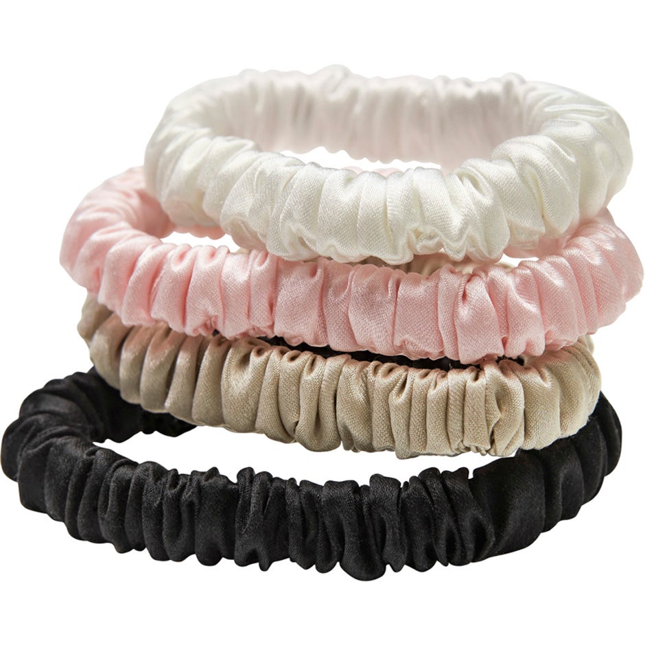 Mulberry Silk Skinny Scrunchies, 4 pcs Lenoites Hårsnoddar