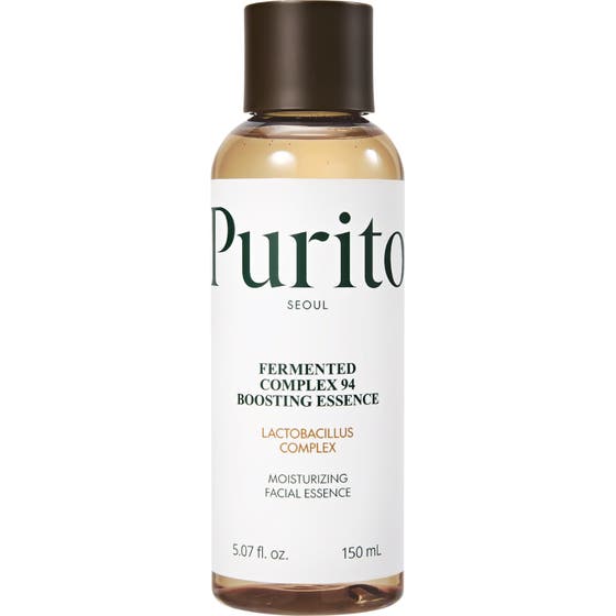 Purito Fermented Complex 94 Boosting Essence 150 ml lystergivande ansiktsserum i mörkbrun flaska med svart lock