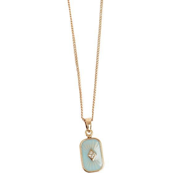 Vintage Blue Enamel Necklace Gold