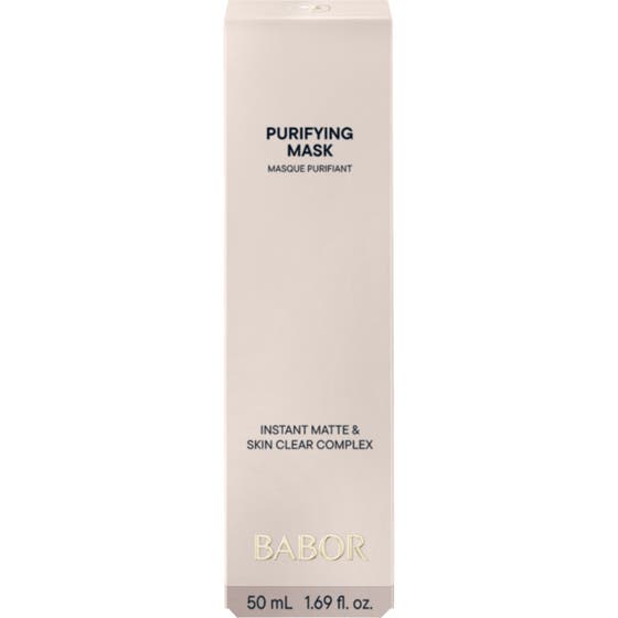 Babor Purifying Mask 50 ml djuprengörande ansiktsmask i vit ytterkartong med grön etikett för fet och aknebenägen hy