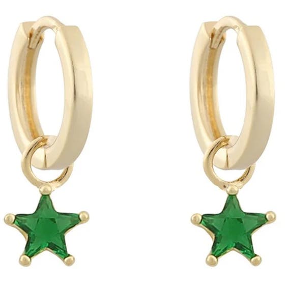 Stay ring ear small star gold/green