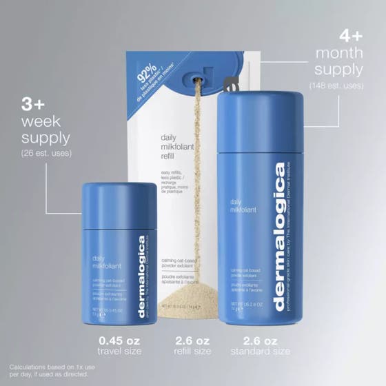 Dermalogica Daily Milkfoliant 74 g lugnande havreexfoliering ger mjuk hy när krämigt pulver masseras in i ansiktet.