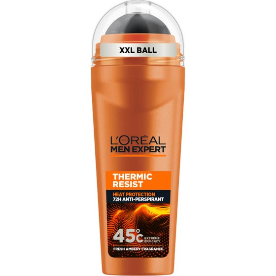 L'Oréal Men Expert Thermic Resist 50 ml antiperspirant värmeskydd i orange roll-on med stor svart kula